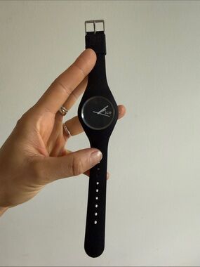 Ice Black Silicone Minimalist Watch with Silver Accents